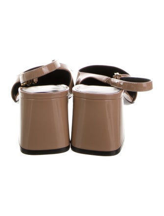 Versace Medusa Insignia Patent Leather Slingback Pumps