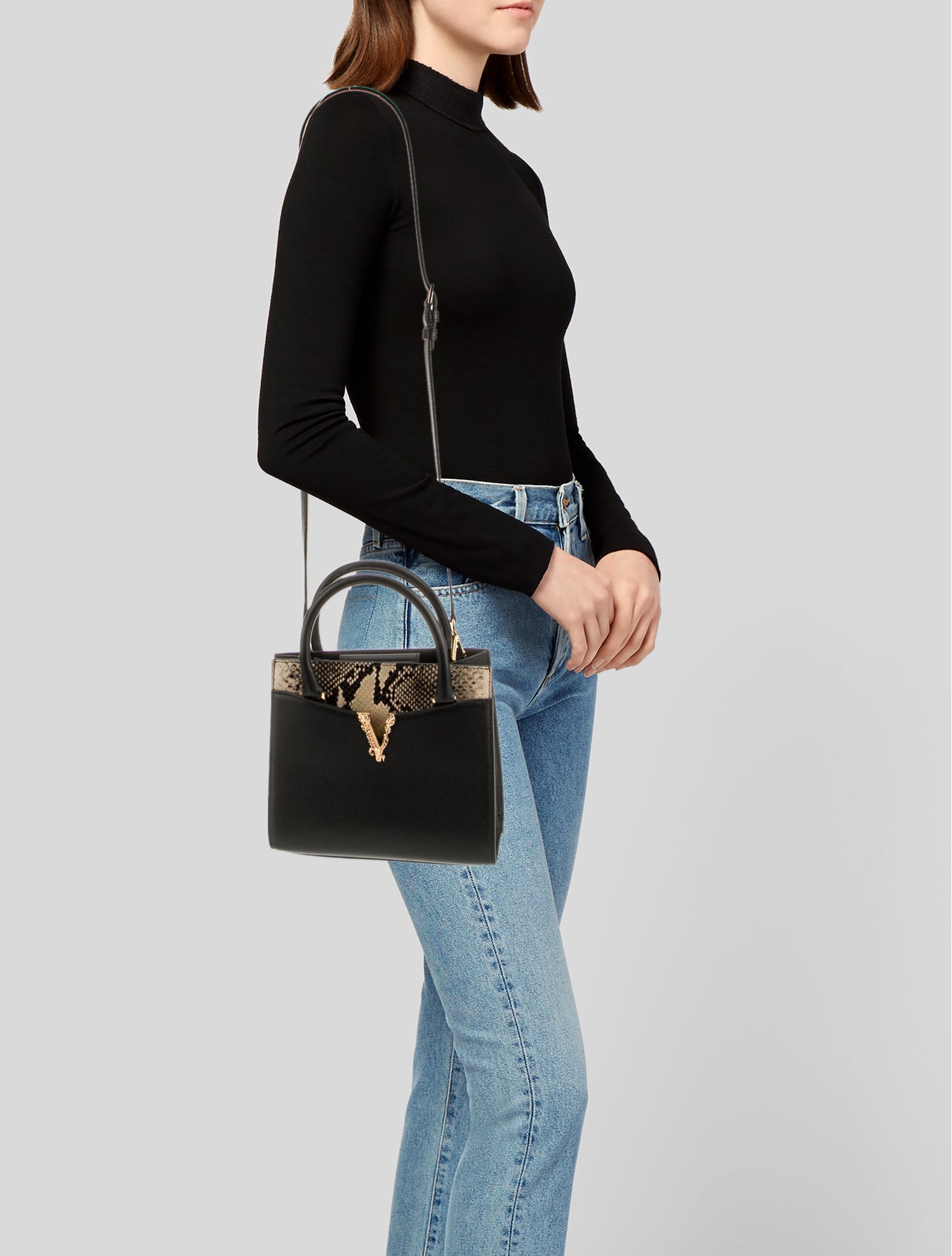 Versace Leather Top Handle Bag