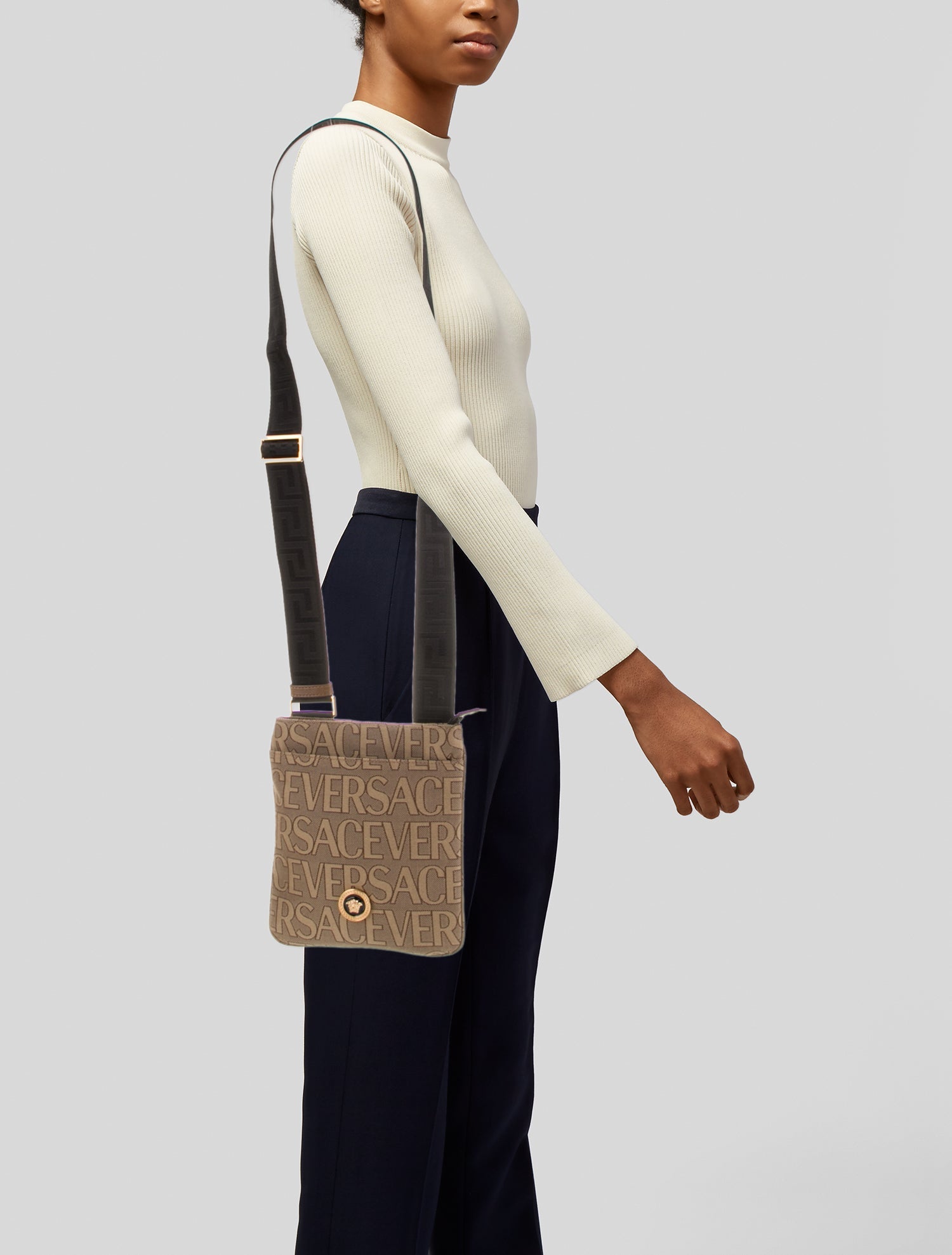 Versace Canvas Messenger Bag