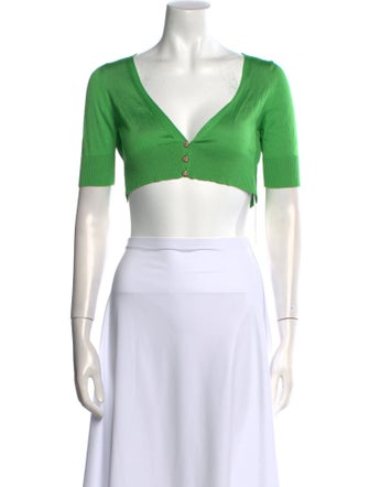 Versace Silk V-Neck Crop Top