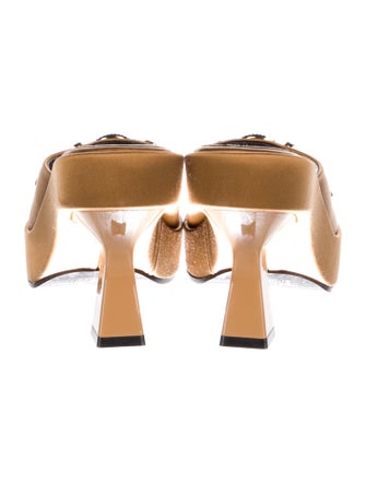 Versace Leather Crystal Embellishments Slides