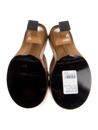 Versace Leather Crystal Embellishments Slides