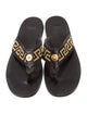 Versace Leather Graphic Print Flip Flops