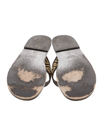 Versace Leather Graphic Print Flip Flops