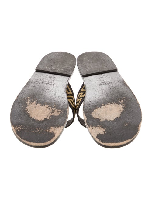 Versace Leather Graphic Print Flip Flops
