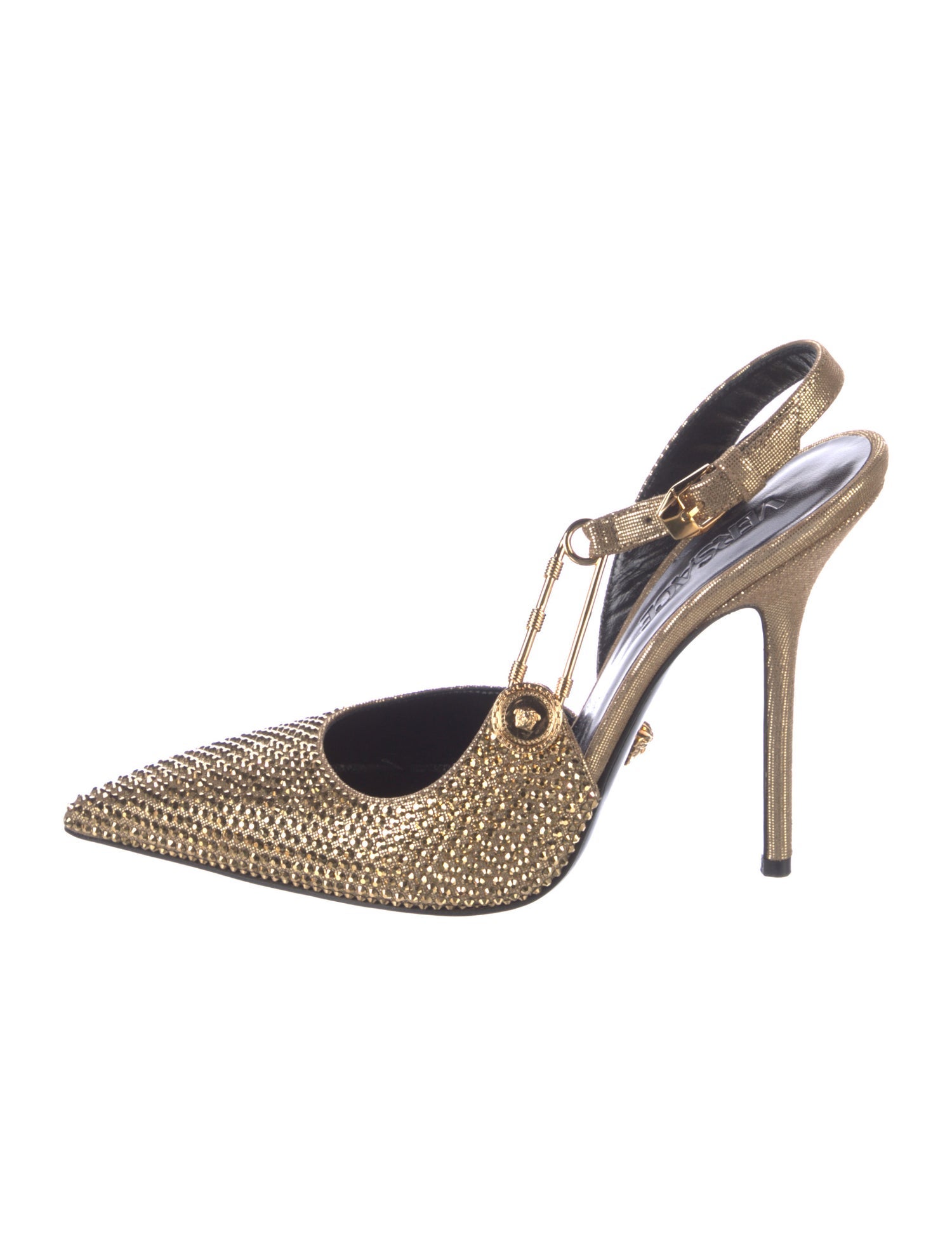 Versace Crystal Crystal Embellishments Slingback Pumps