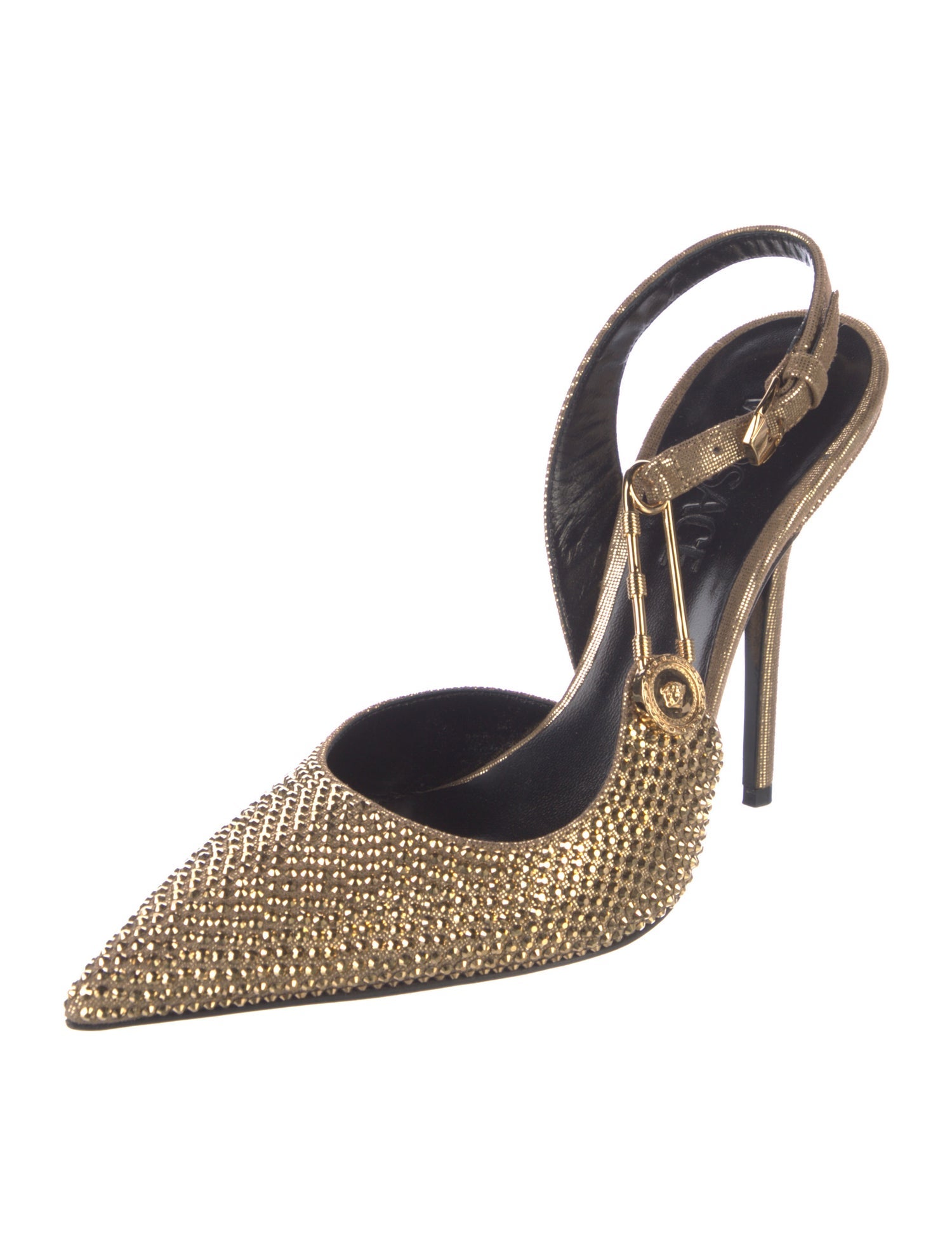 Versace Crystal Crystal Embellishments Slingback Pumps