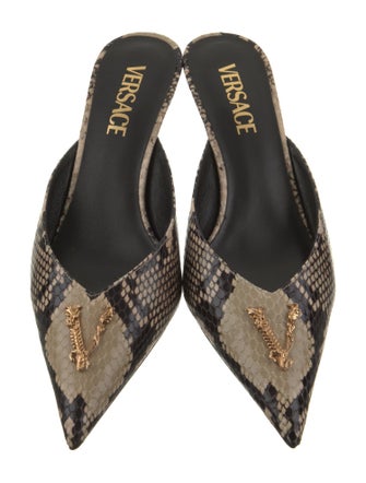 Versace Snakeskin Animal Print Mules