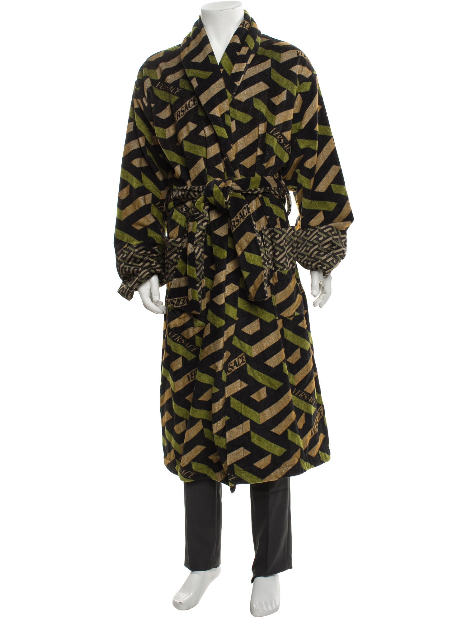 Versace Greca Pattern Sequin Embellishments Robe w/ Tags