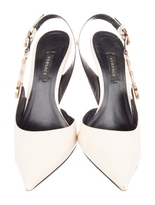 Versace Leather Crystal Embellishments Slingback Pumps