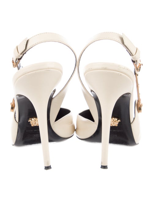 Versace Leather Crystal Embellishments Slingback Pumps