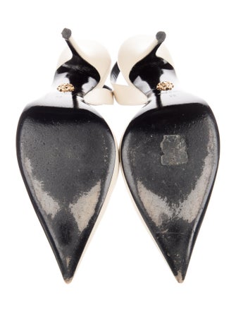 Versace Leather Crystal Embellishments Slingback Pumps