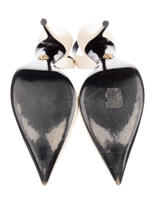 Versace Leather Crystal Embellishments Slingback Pumps