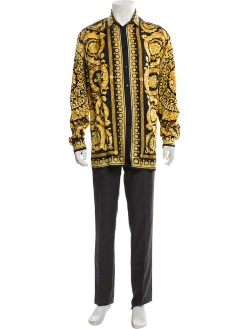 Versace Barocco Print Plaid Print Shirt