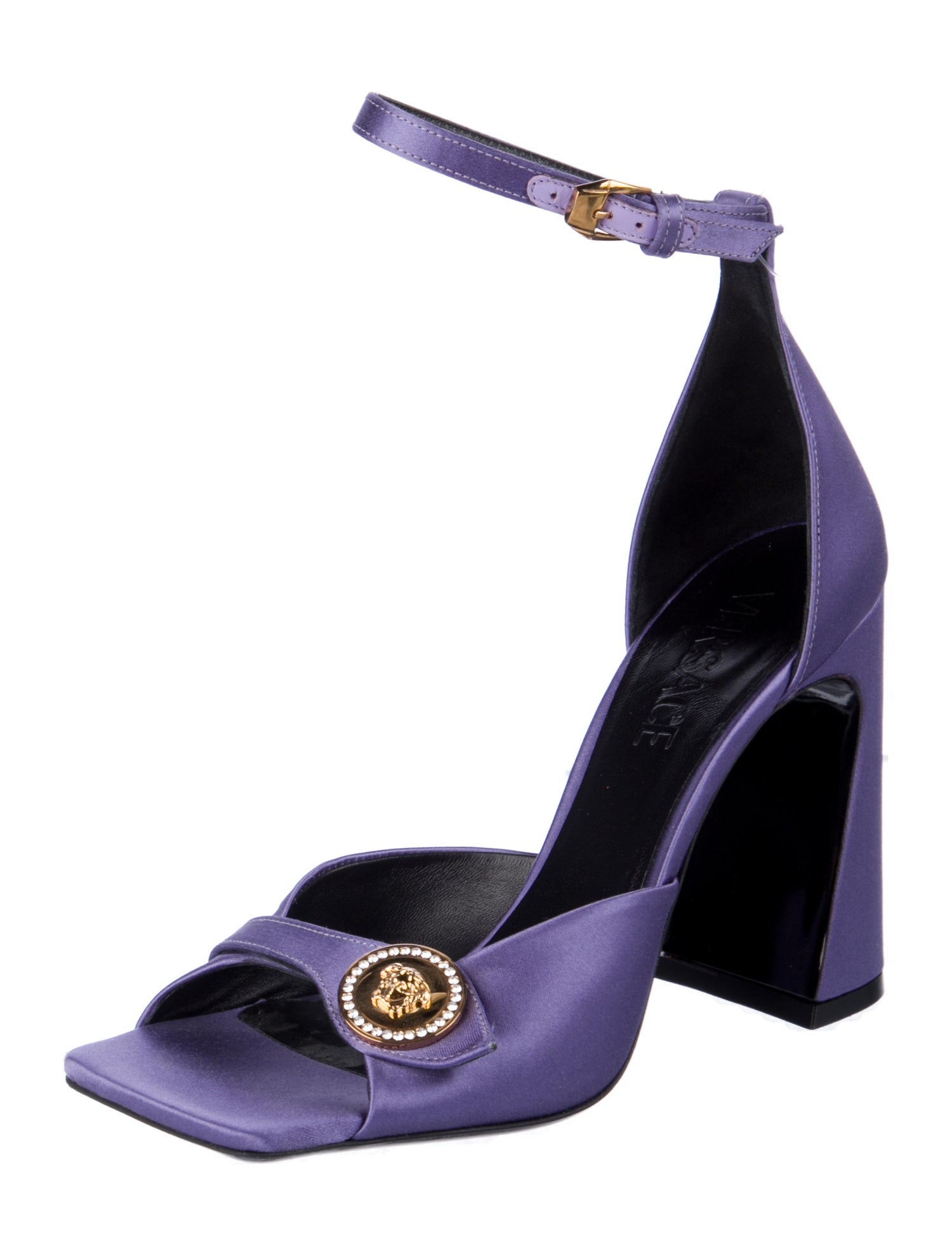 Versace Satin Crystal Embellishments Sandals