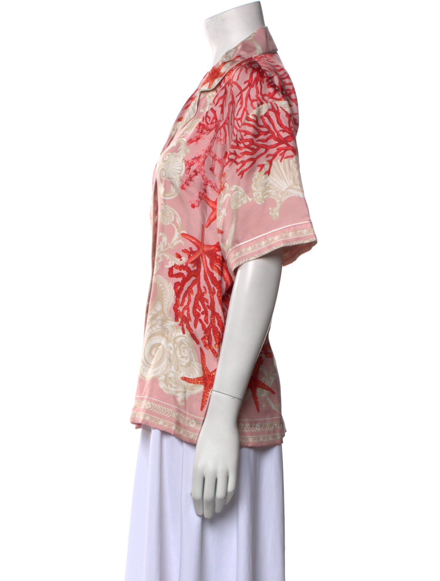 Versace Silk Printed Button-Up Top