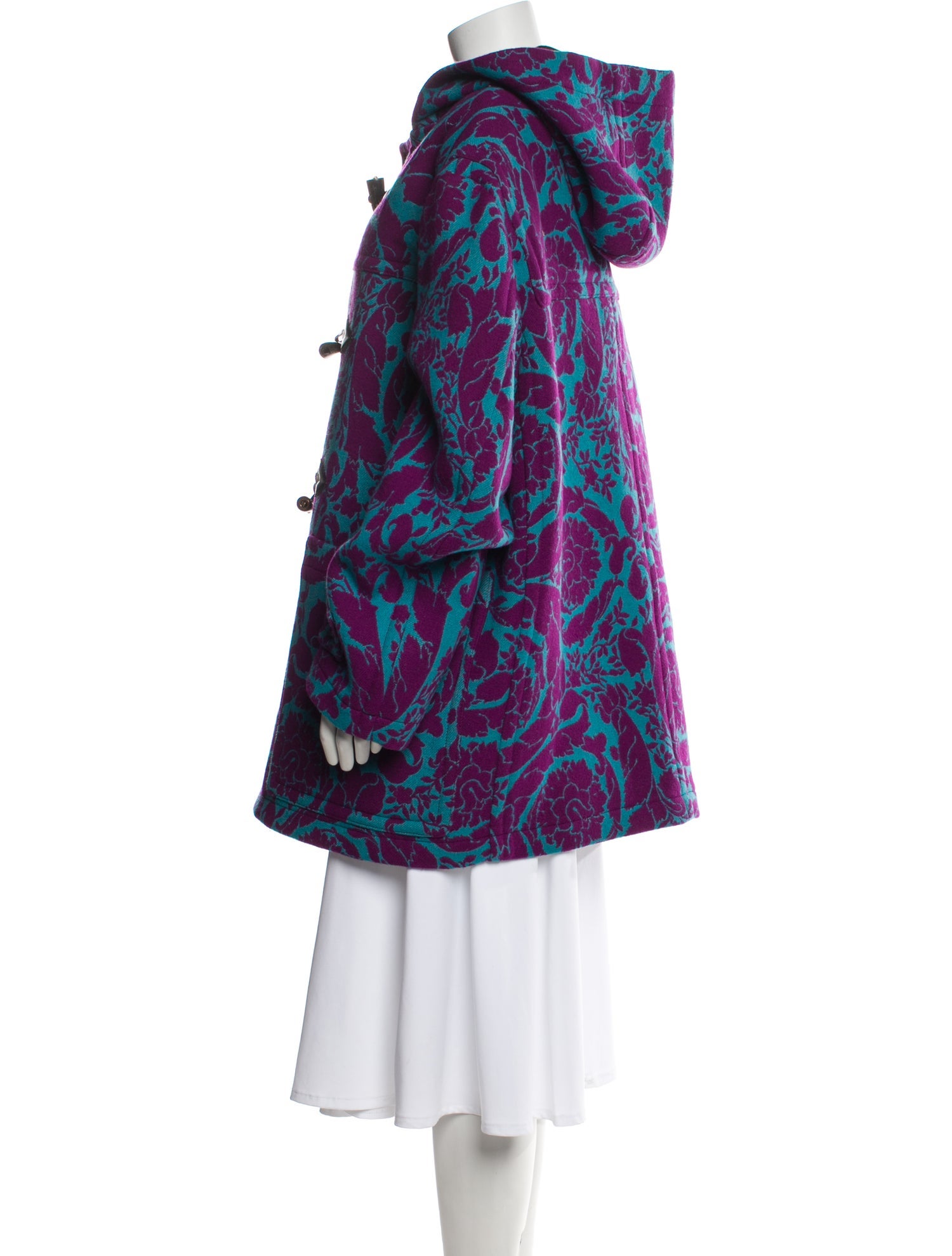 Versace Virgin Wool Printed Faux Fur Coat w/ Tags