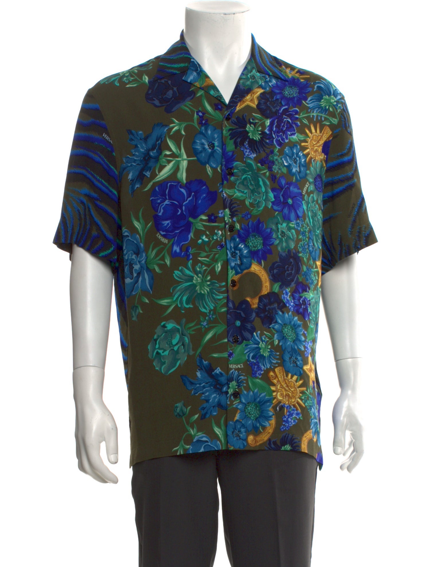 Versace Floral Print Short Sleeve Shirt