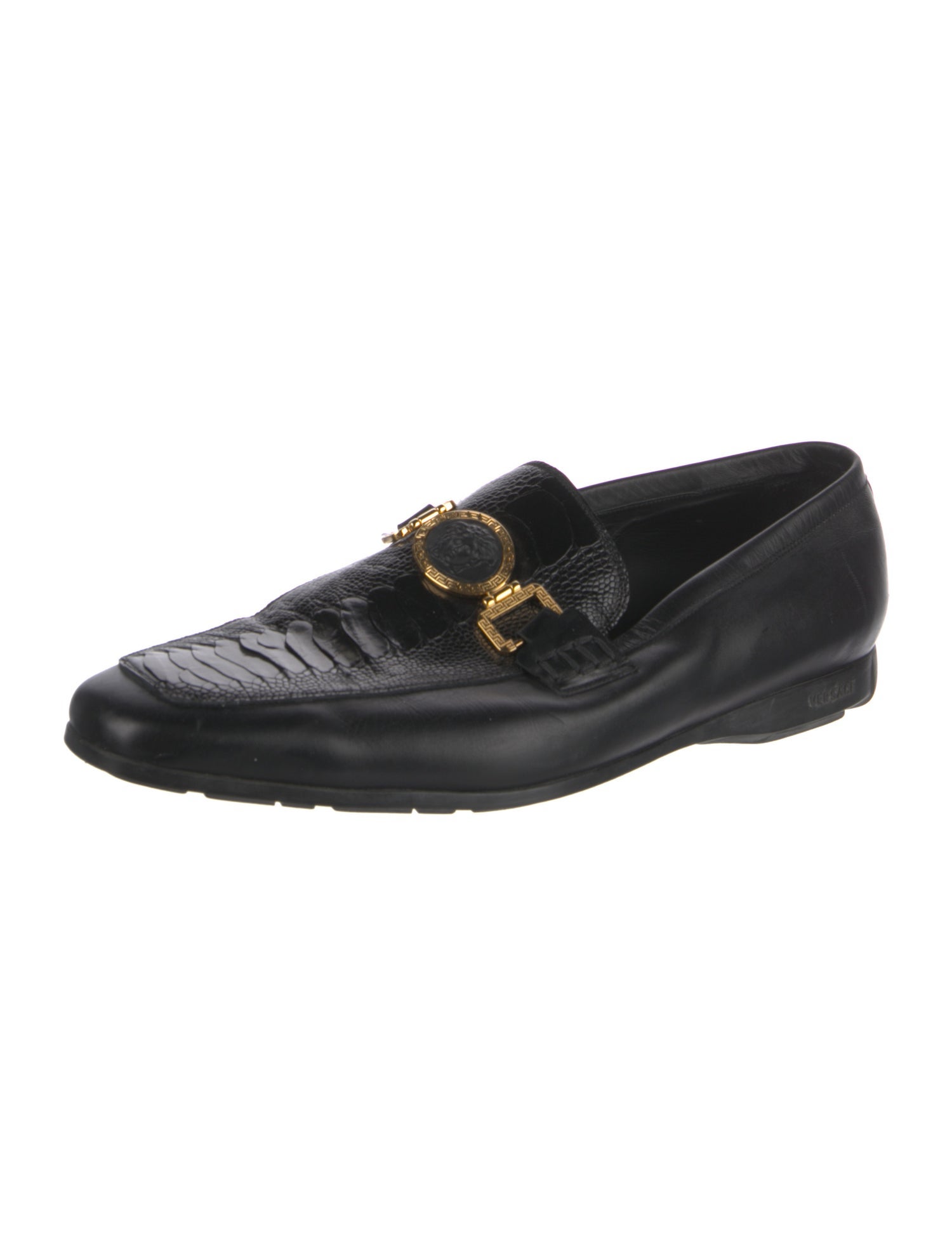 Versace Medusa Insignia Leather Dress Loafers