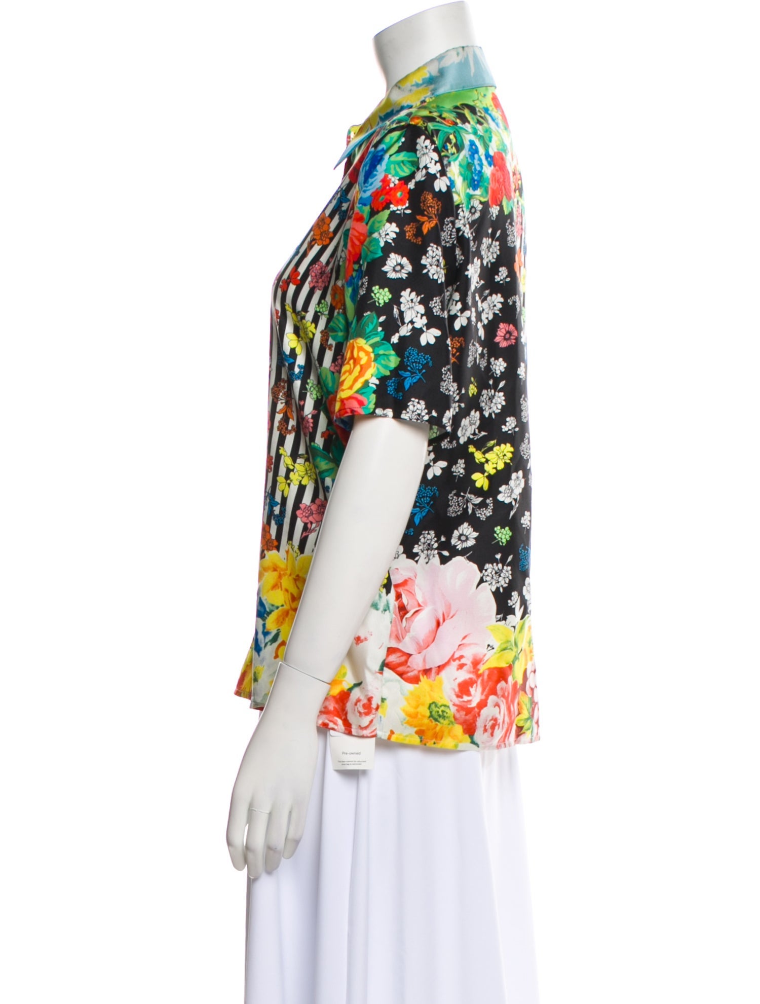 Versace Silk Floral Print Button-Up Top