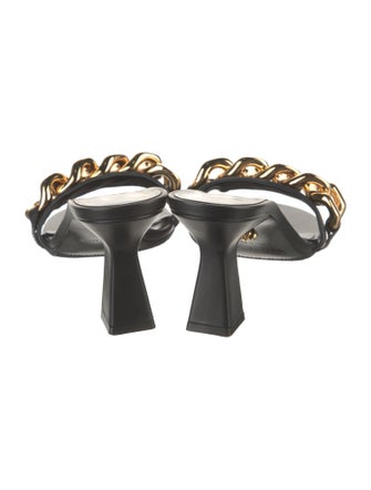 Versace Leather Chain-Link Accents Slides