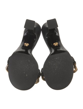 Versace Leather Chain-Link Accents Slides