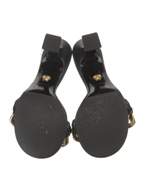 Versace Leather Chain-Link Accents Slides