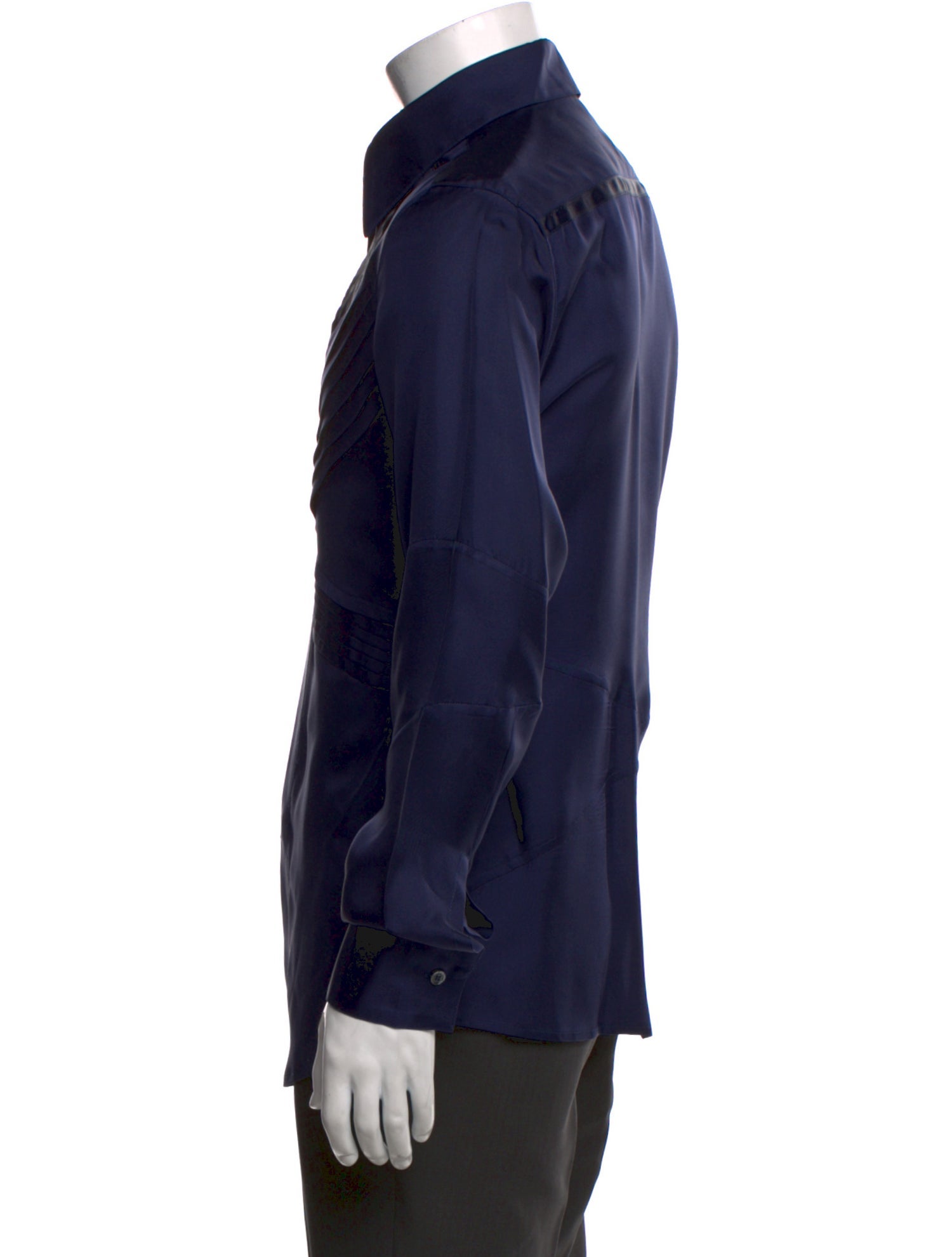 Versace Silk Long Sleeve Tuxedo Shirt