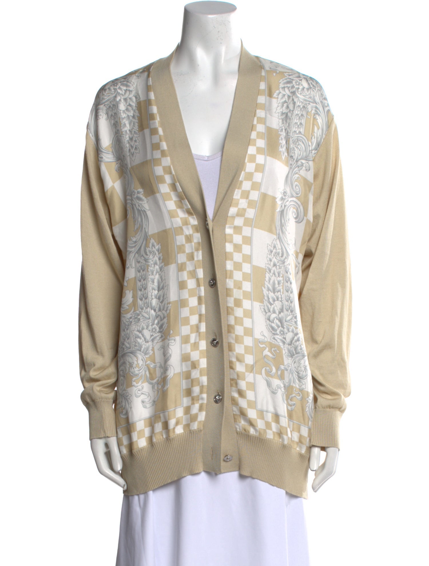 Versace Plaid Print V-Neck Sweater