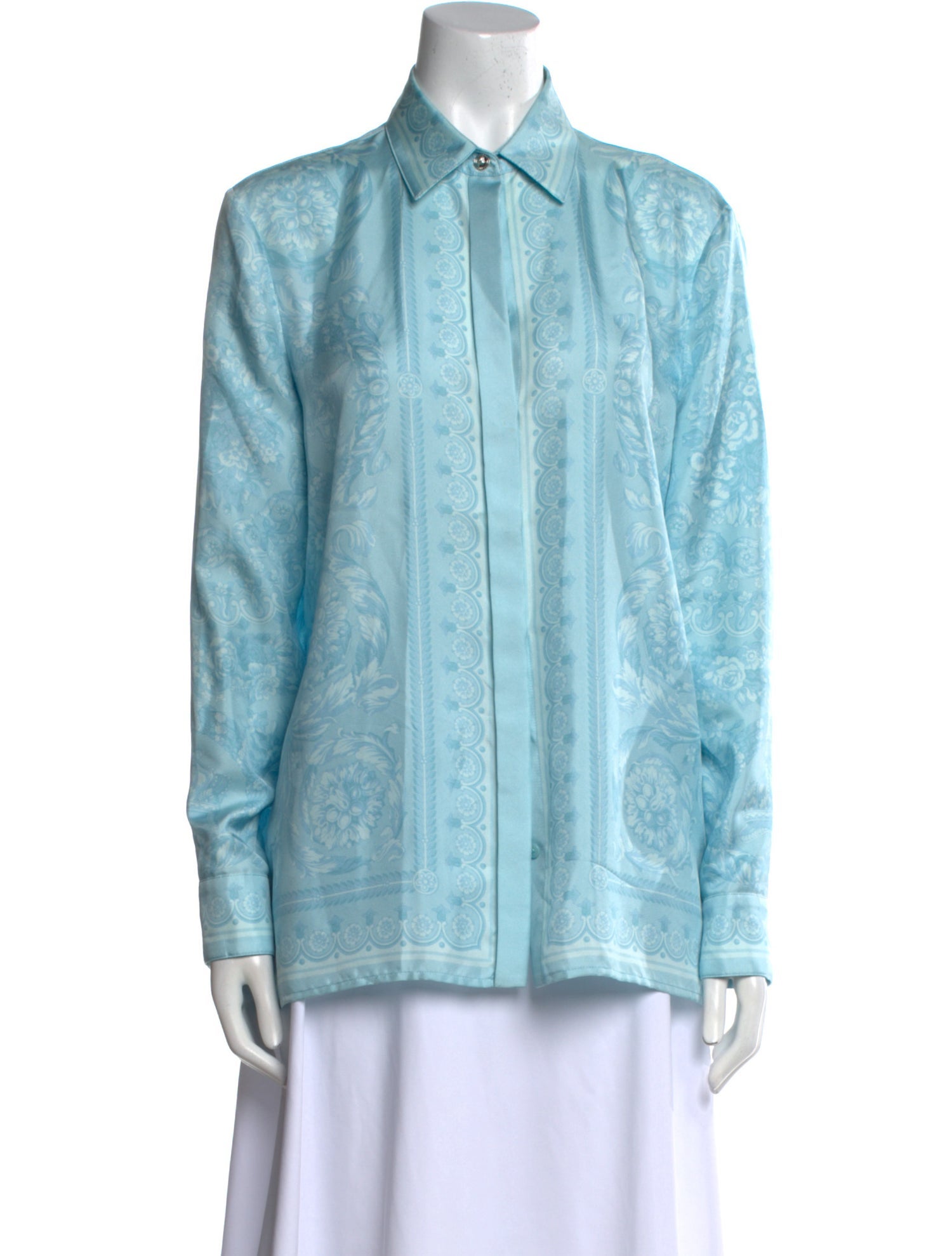 Versace Silk Printed Button-Up Top