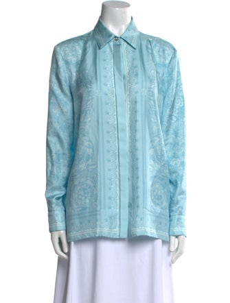 Versace Silk Printed Button-Up Top