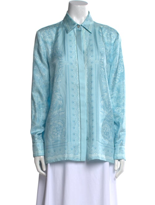 Versace Silk Printed Button-Up Top