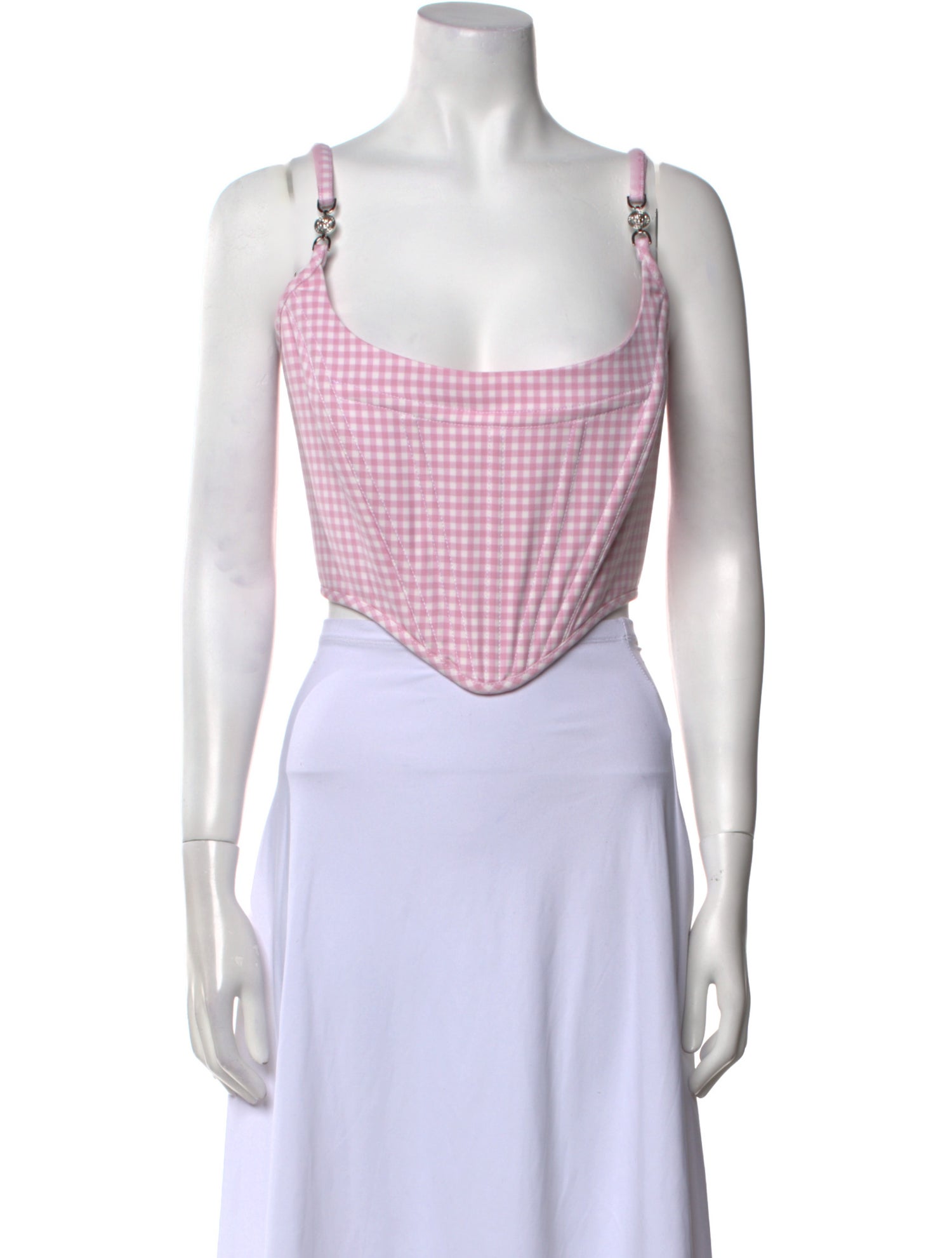 Versace Virgin Wool Plaid Print Crop Top