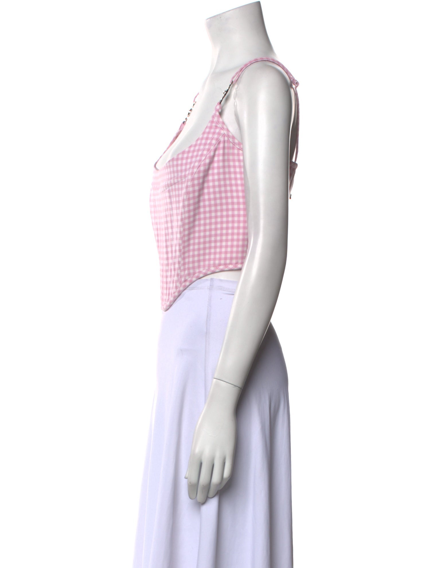 Versace Virgin Wool Plaid Print Crop Top