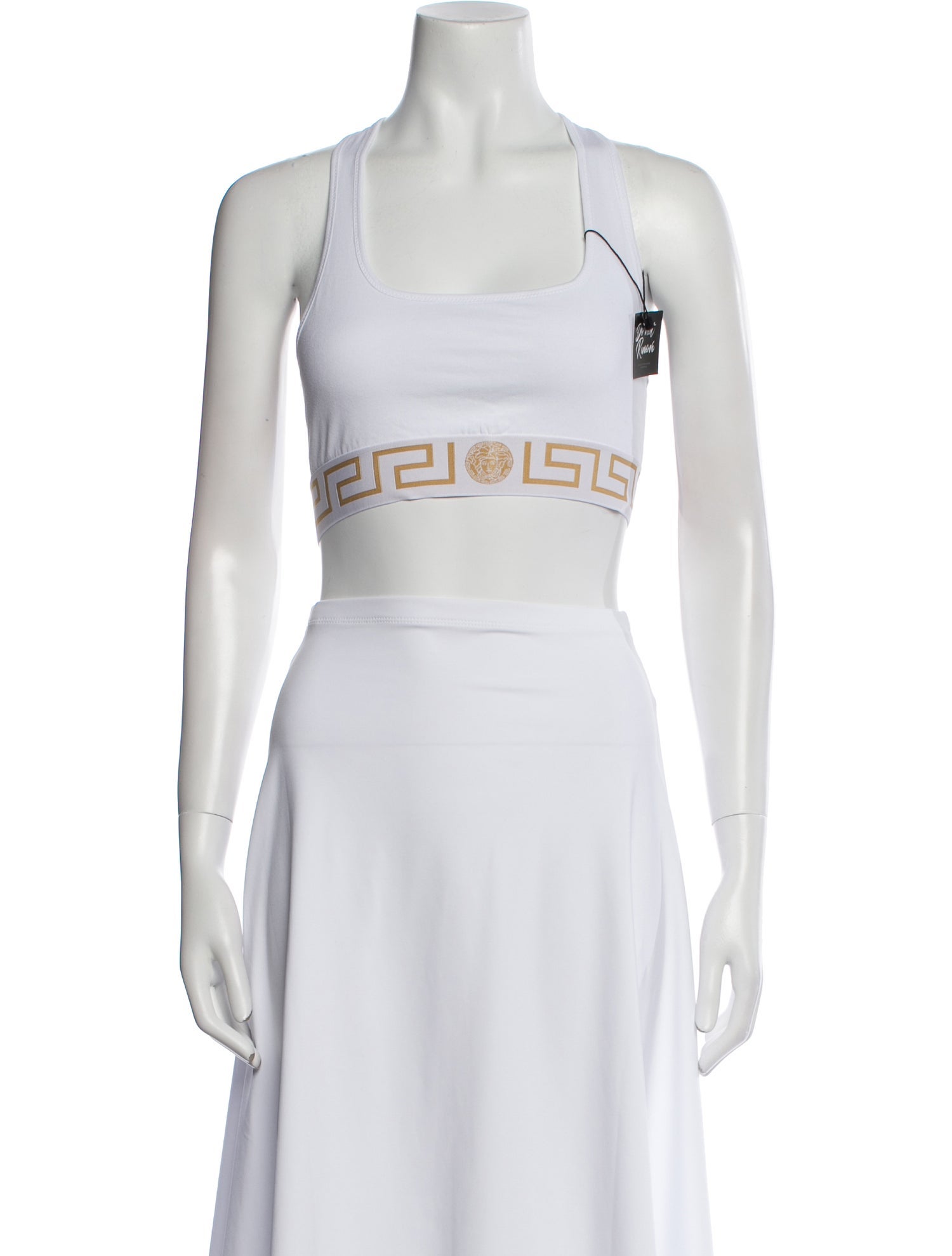 Versace Graphic Print Square Neckline Crop Top