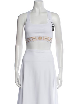 Versace Graphic Print Square Neckline Crop Top