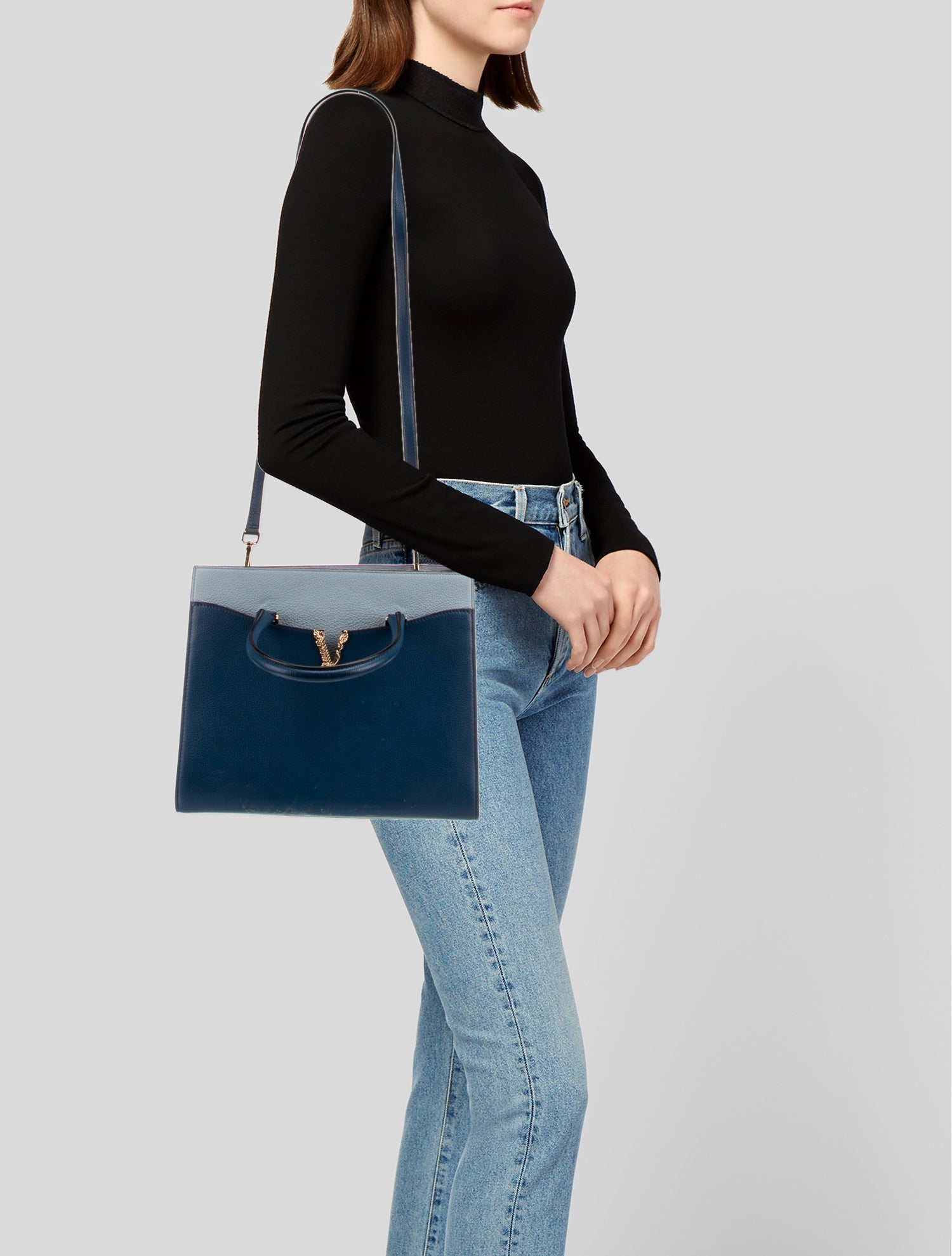 Versace Leather Top Handle Bag