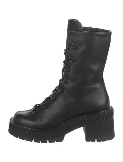Versace Leather Printed Combat Boots