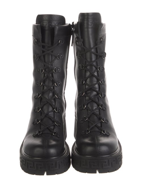 Versace Leather Printed Combat Boots