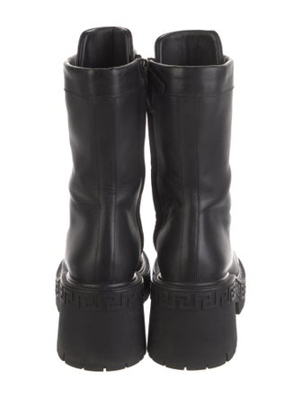 Versace Leather Printed Combat Boots