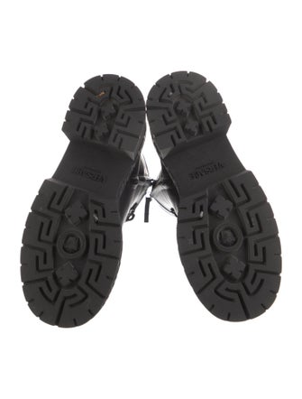 Versace Leather Printed Combat Boots