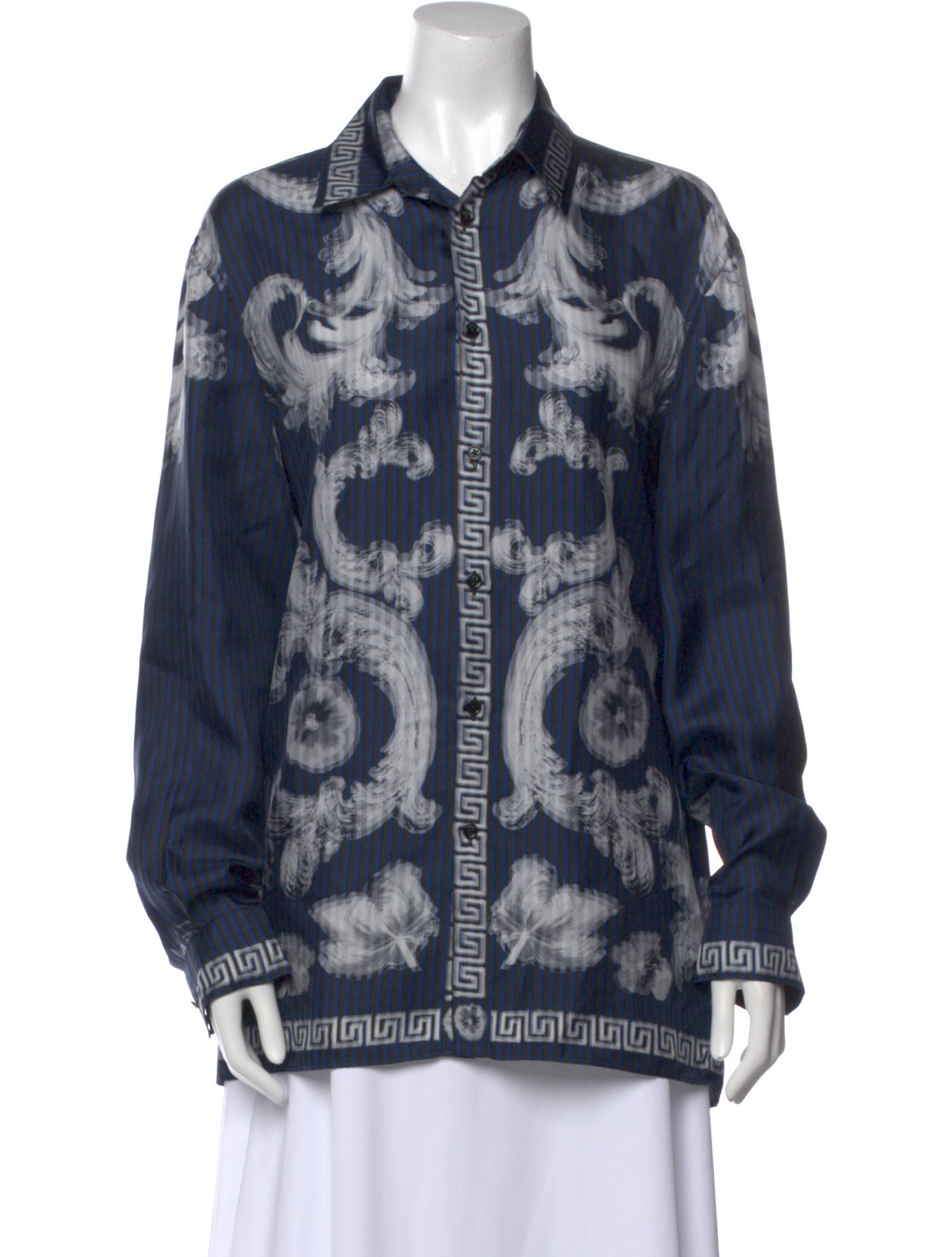 Versace Silk Printed Button-Up Top