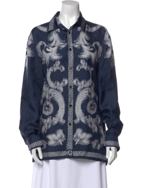 Versace Silk Printed Button-Up Top