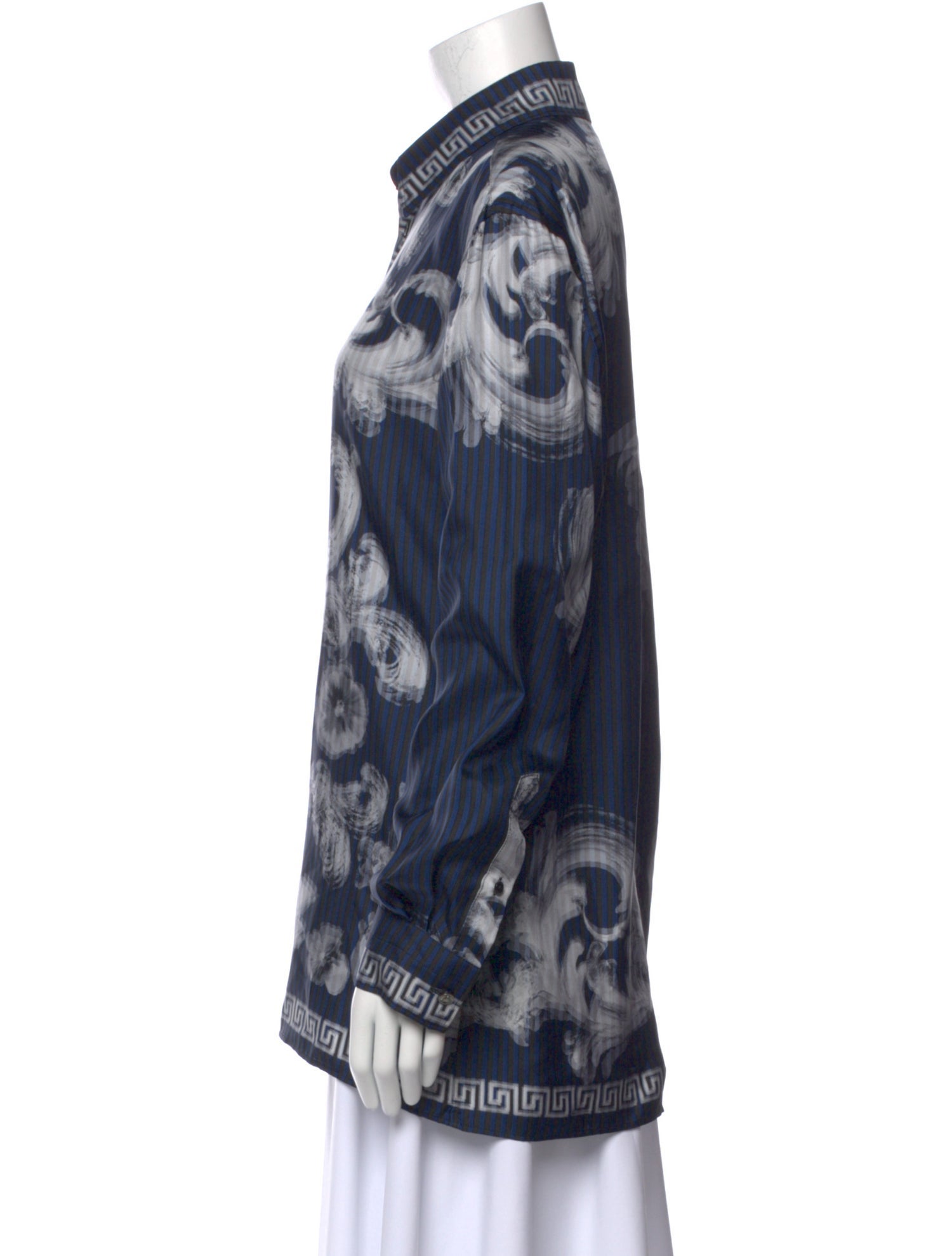 Versace Silk Printed Button-Up Top