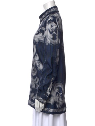 Versace Silk Printed Button-Up Top