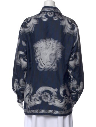 Versace Silk Printed Button-Up Top