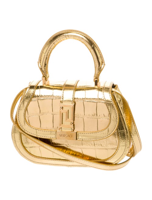 Versace Embossed Leather Top Handle Bag