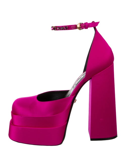 Versace Satin Crystal Embellishments D'Orsay Pumps