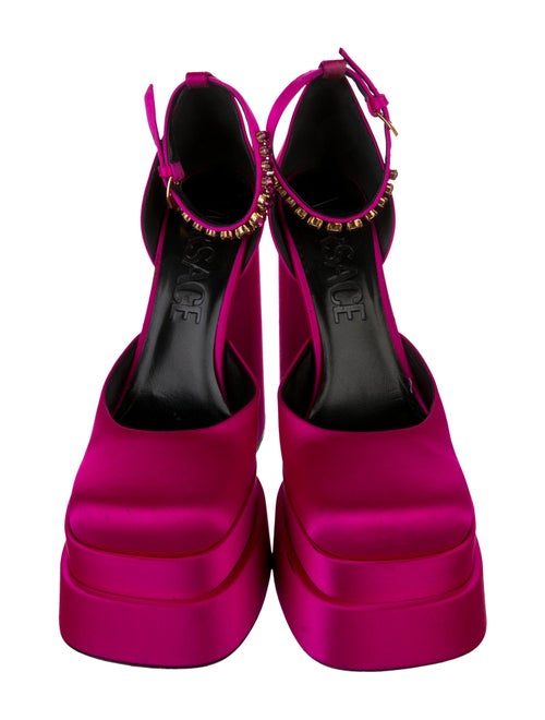 Versace Satin Crystal Embellishments D'Orsay Pumps