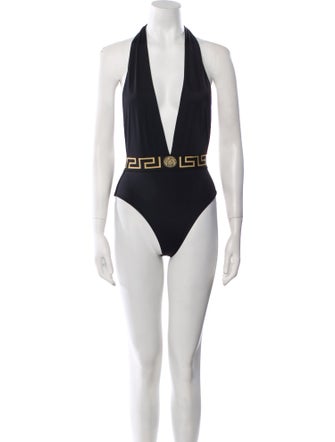 Versace Printed Grosgrain Trim One-Piece